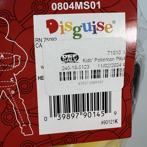 Pokemon Kids Pikachu Halloween Costume Jumpsuit Brand New Size Medium 7-8 - Picture 10 of 10